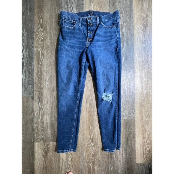 J.Crew Skinny Jeans Womens 31 Blue Good Distressed 9