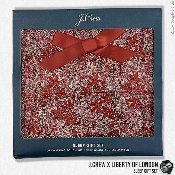 J.CREW X LIBERTY OF LONDON SLEEP MASK, PILLOWCASE & POUCH GIFT SET AUBREY FOREST
