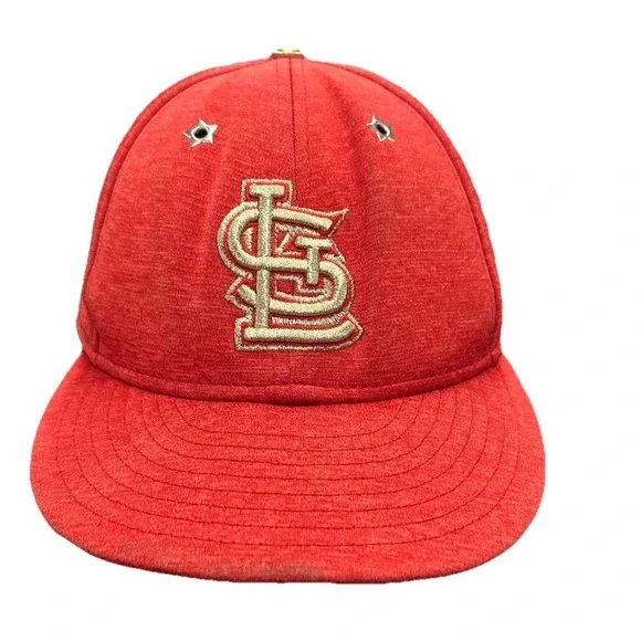 St. Louis Cardinals New Era 59Fifty Red Cap Hat Gold Stitching 7‎ 3/8 Authentic