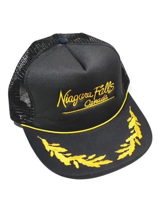 Vintage Niagara Falls Canada 90s Black Trucker Captain Snapback