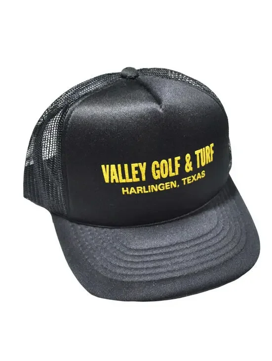 Vintage Valley Golf & Turf Harlingen Texas Country Club Black Trucker Snapback