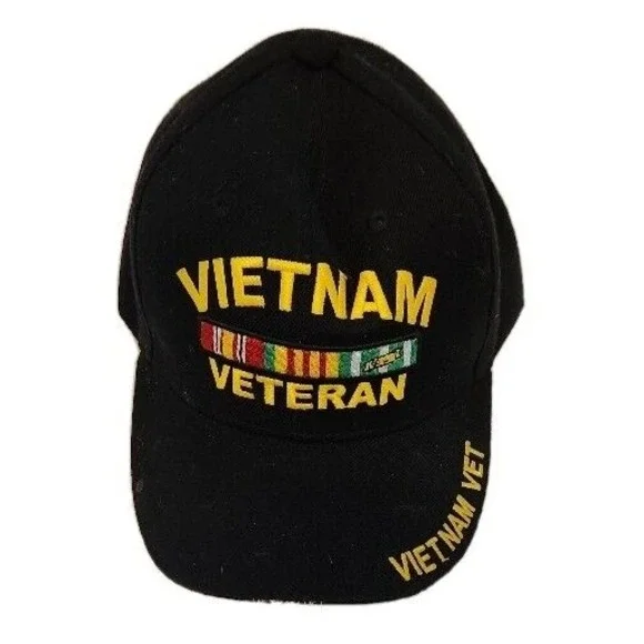 Vietnam Veteran‎ Deluxe Low Profile Baseball Hat Cap - Black Hook & Loop Closure