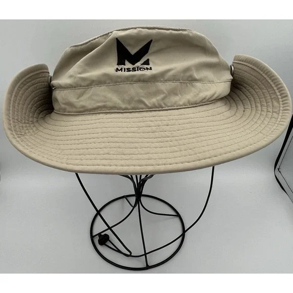 Mission Bucket Hat Chin Strap Side Snaps Stretch Beige Unisex Adult Pack OSFM