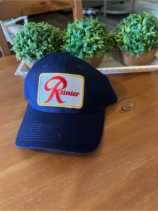 Rainier Beer One Size Navy Blue Hat with Patch Logo