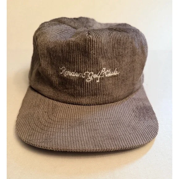 Random Golf Club Hat Cap Gray Corduroy Adjustable Golf Embroidered Logo
