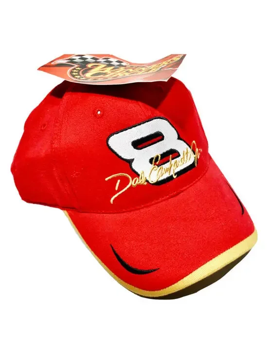 Vintage Budweiser Racing Dale Earnhardt #8 Nascar Red Race Track Strap Hat