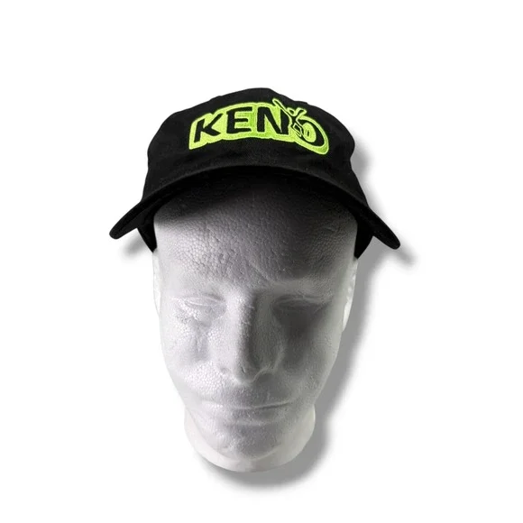 Nissin Cap KENO Baseball Hat Black Neon Green Embroidered Adjustable Strapback