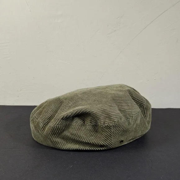 Vintage Converse All Star Hat Cap Olive Green Corduroy Beret Flat Hat