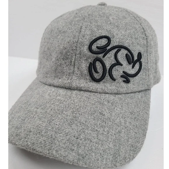 Disney Parks Mickey Mouse Wool‎ Blend Baseball Cap Gray Adjustable Adult Hat