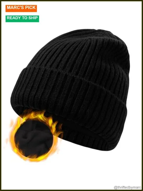 XL/XXL Merino Wool Beanie Fleece Lined Large Winter Hat