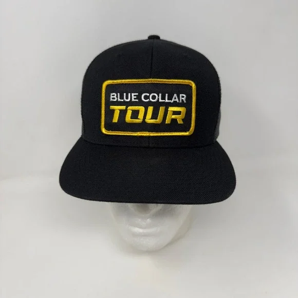 Blue Collar Tour‎ Trucker Hat Black Snapback Flat Bill Cap Richardson Style 511