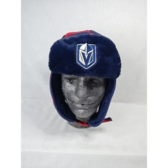 LAS VEGAS GOLDEN KNIGHTS Winter Snow Trapper Har Ear Flaps Red Plaid‎ '47 HOCKEY