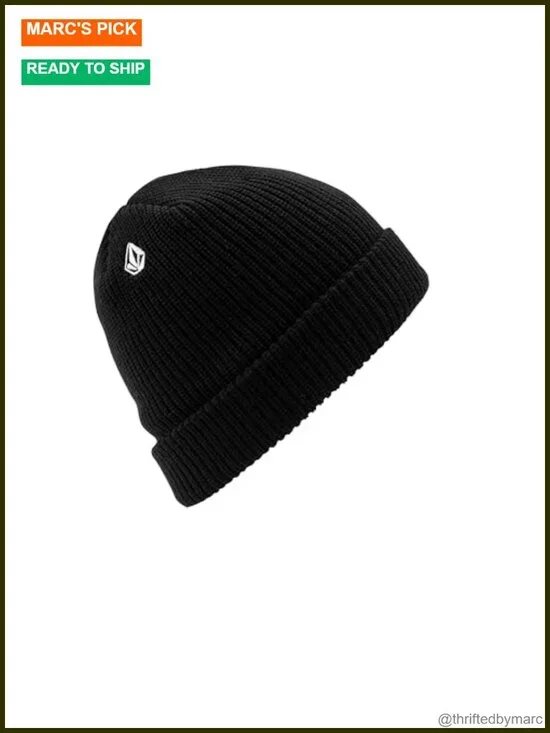 Volcom Full Stone Beanie - Acrylic Rib Knit, Double Layer, Skull Fit