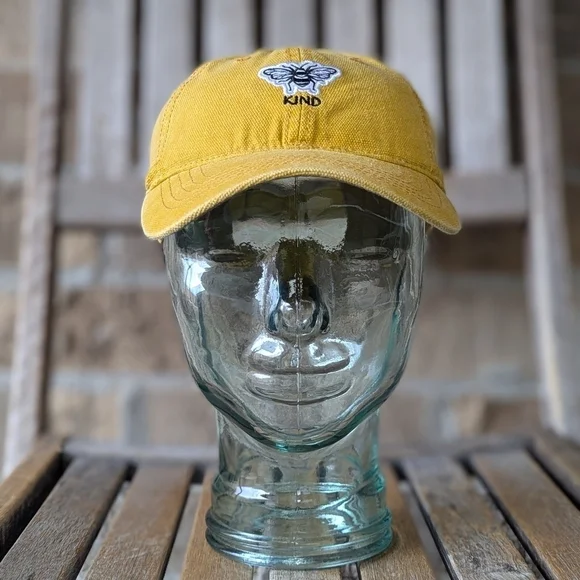 NWOT Bee Kind Bumblebee Marigold Yellow Ball Cap Dad Hat One Size 100% Cotton