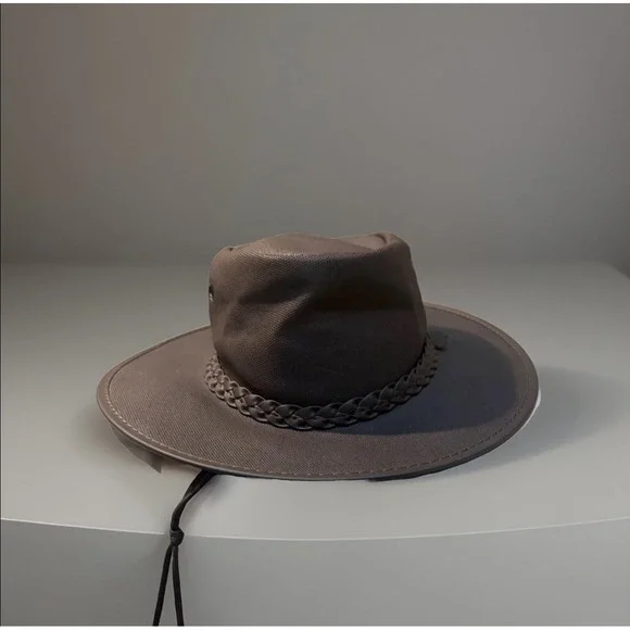 American Hatmakers‎ Extreme Bush Hat Brown Coated Canvas Braided Band Mens Sz M