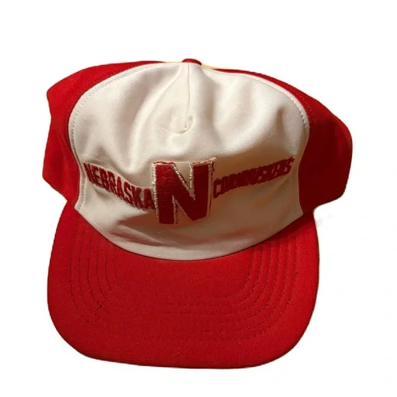 Vintage Nebraska Cornhuskers SnapBack Hat Red White 80s 90s