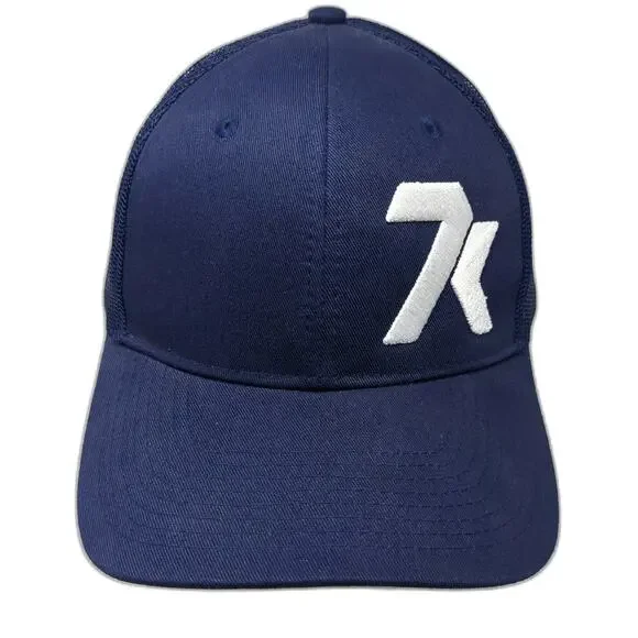 Port Authority Trucker Hat Blue One Size 7k Logo Mesh Snapback Curved Bill Cap