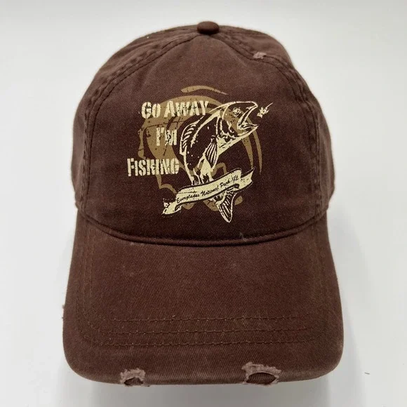 Go Away I'm Fishing Everglades National Park Brown Distressed Snapback Hat‎ Cap