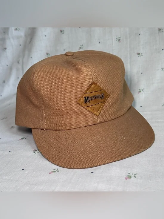 Vintage Muleskins Tan Duck Canvas Workwear Hat Red Lined