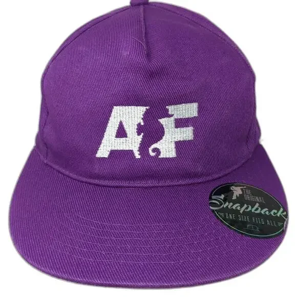 Malfini 5 Panel Purple White One Size Snapback Cotton Flat Brim AF Logo Hat