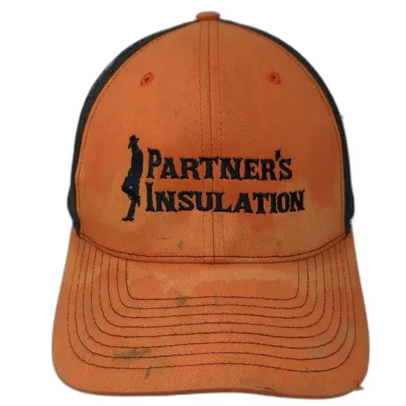 Richardson Trucker Hat Orange Black One Size Mesh Back Snapback Insulation Logo
