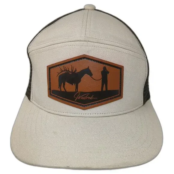 Westrek 5 Panel Beige One Size Mesh Snapback Elk Horse Hunting Pack Out Hat