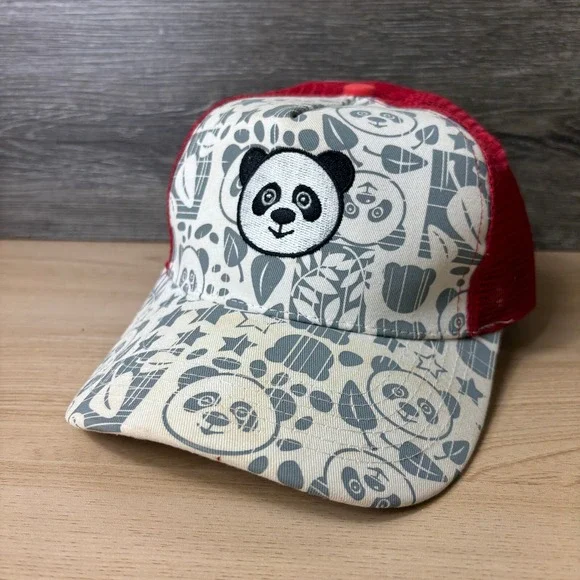 San‎ Diego Zoo Hat Cap Snap Back Gray Red Panda Trucker Adjustable