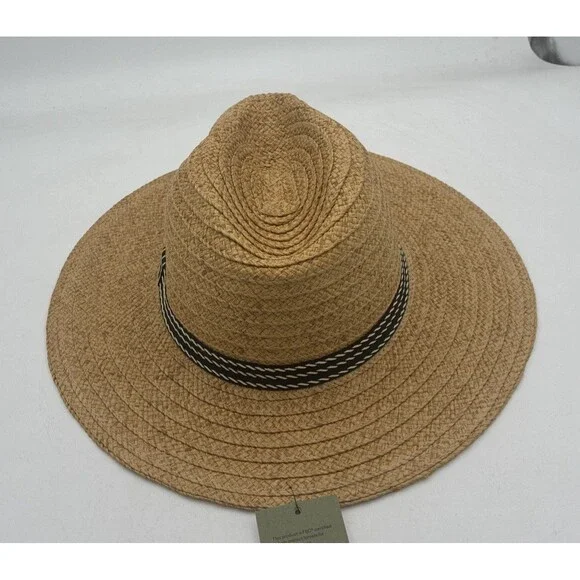 Goodfellow & Co Hat Mens Panama M/L Tan Brown Straw Black Band NWT