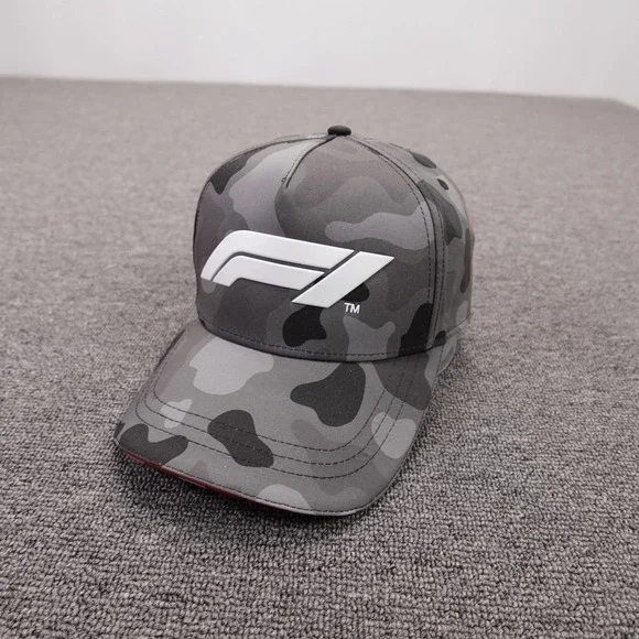 Formula 1 Hat Cap Strap Back Mens One Size Gray Camo F1 Logo Racing Stichd