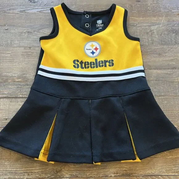 NFL Pittsburgh Steelers Girls Cheerleader/Jersey Captain Dress Sz 12 M Toddler