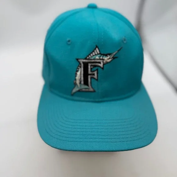 Vintage Florida Marlins The Pro MLB Fitted Hat Teal Blue Size 7 Wool Blend Cap