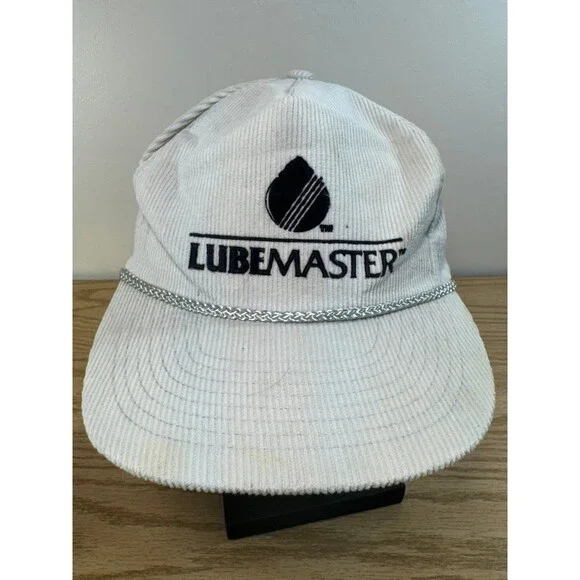 Vintage Lube Master Corduroy Hat Cap Snapback Embroidered‎ Trucker Rope