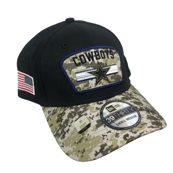 New Era Dallas Cowboys NFL Salute To Service Hat Cap 39THIRTY Flex Fit S/M Camo