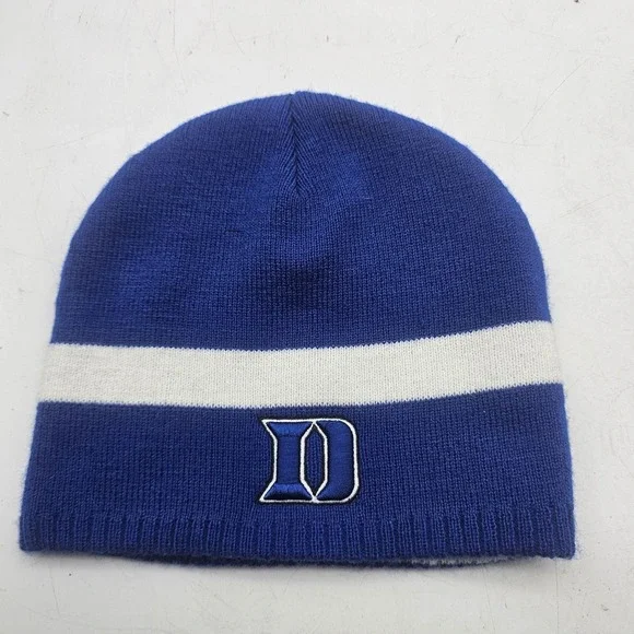 Duke Blue Devils Hat Beanie Mens One Size Blue White Knit NCAA Basketball Twins