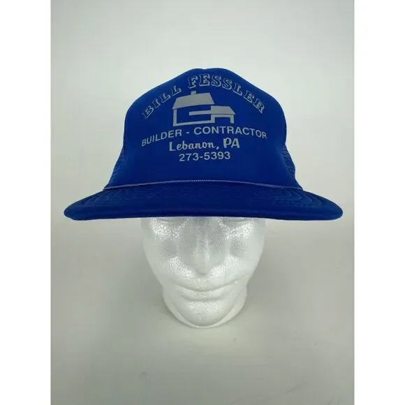 VTG  Blue Trucker Hat Snapback Cap Mesh Builder Contractor Lebanon Pa‎ Roper