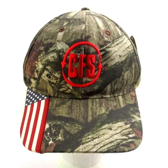 Mossy Oak Break-up Camo CFS American Flag Strapback Trucker Hat‎ Cap New w/tag