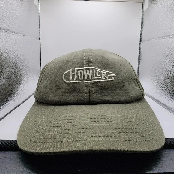 Howler Brothers Ripstop Cotton Strapback Hat Olive‎ Green Embroidered Logo Cap