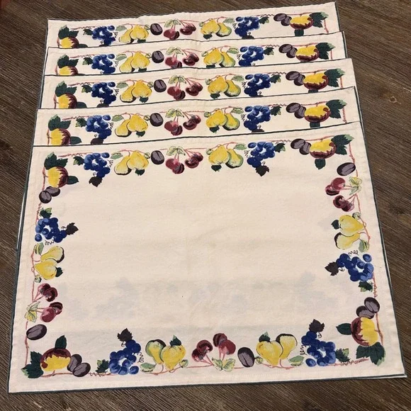 Villeroy & Boch Fruit Pattern Placemats White Blue Yellow Red Garden Granny Core