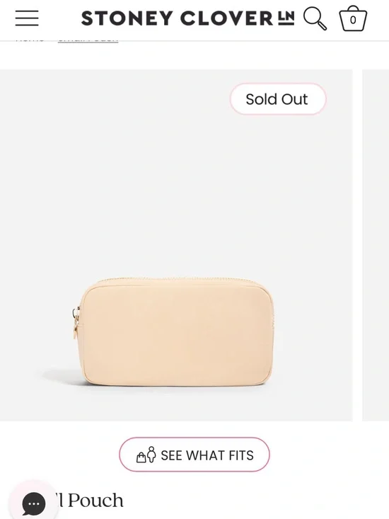 Stoney Clover Lane Creamy Beige Zip Cosmetic Pouch with Gold Hardware