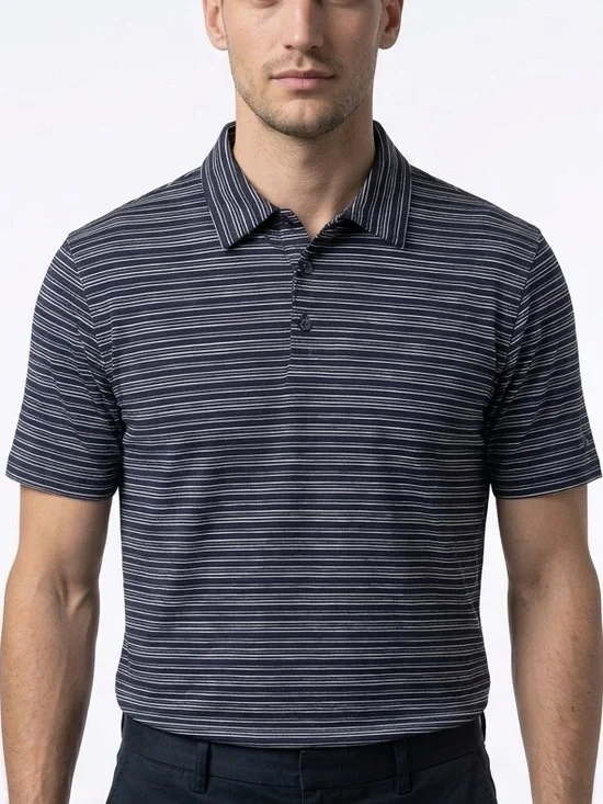 Nike dry fit  Men's XL Blue Striped Polo Shirt Short Sleeve Classic‎ Collar
