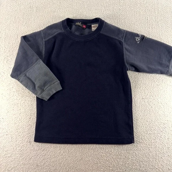 Quiksilver Sweatshirt Toddler 4T Navy Blue Good Waffle Knit Fleece Pullover