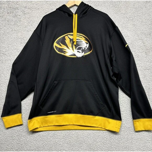 Missouri Tigers Hoodie Mens XL  Sweatshirt Nike Therma Fit Mizzou Black & Gold