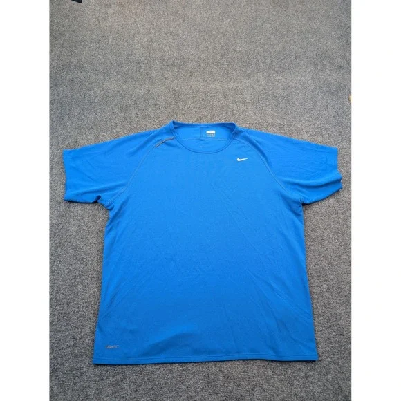 Nike Shirt Mens Large Blue‎ NikeFITDRY Athletic Running Crewneck Tee Workout