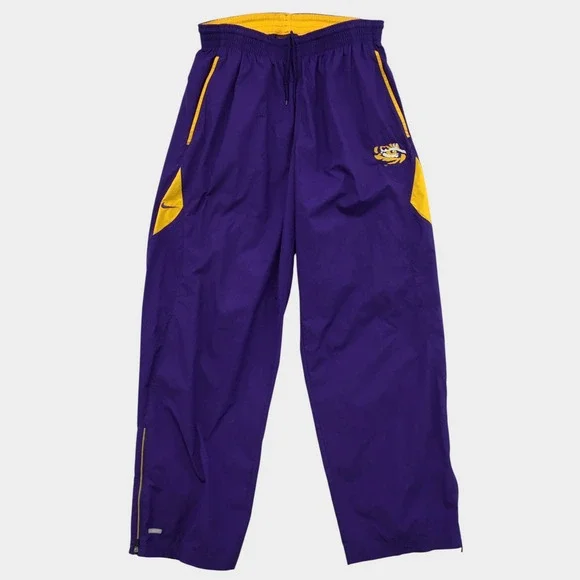 VINTAGE Nike Y2K LSU Tigers‎ Purple Clima-FIT Track Pants Mens Large Windbreaker