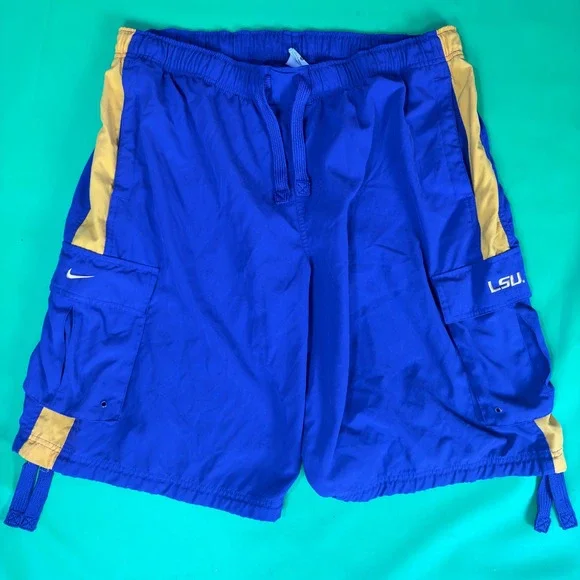 Nike LSU Tigers Cargo Athletic Shorts Mens XL Purple/Gold Zip Pocket NCAA  Snike