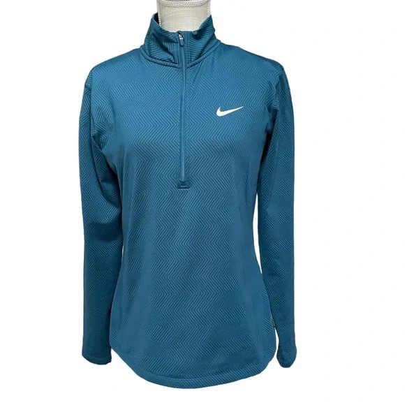Nike Dri-Fit 1/4 Zip Pullover Long Sleeve‎ Athletic Shirt in Blue Size: L