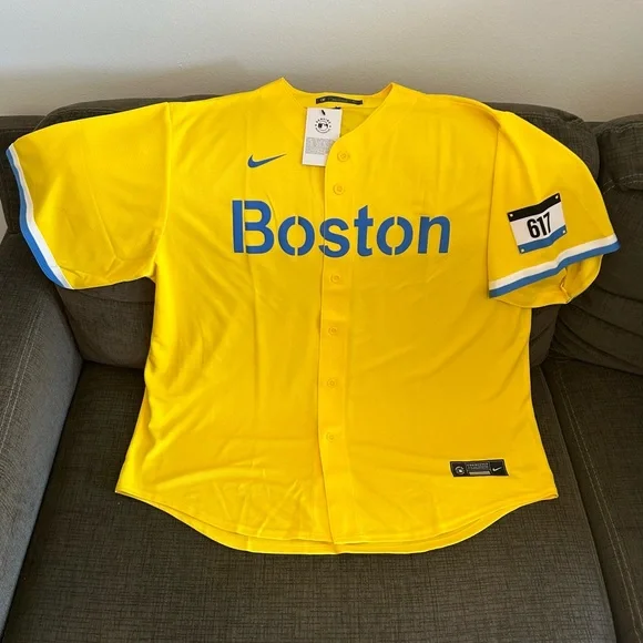 $140 Nike BOSTON RED SOX City Connect Full Button Baseball Jersey Men’s Sz XXL
