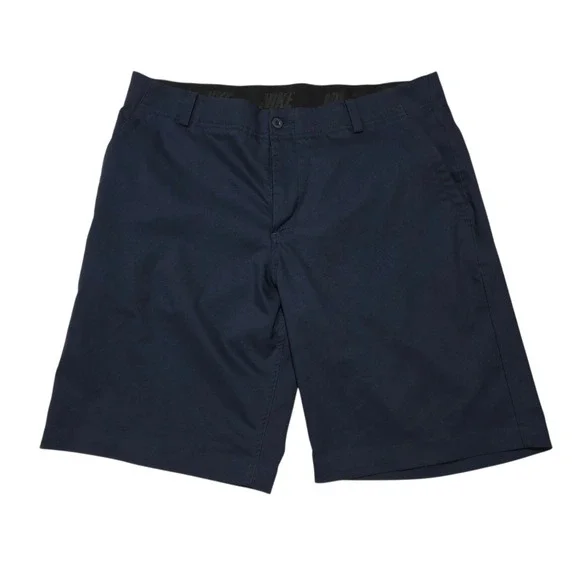 Nike Golf Shorts Mens 34 Navy Blue Dri-Fit Performance Flat Front Chino