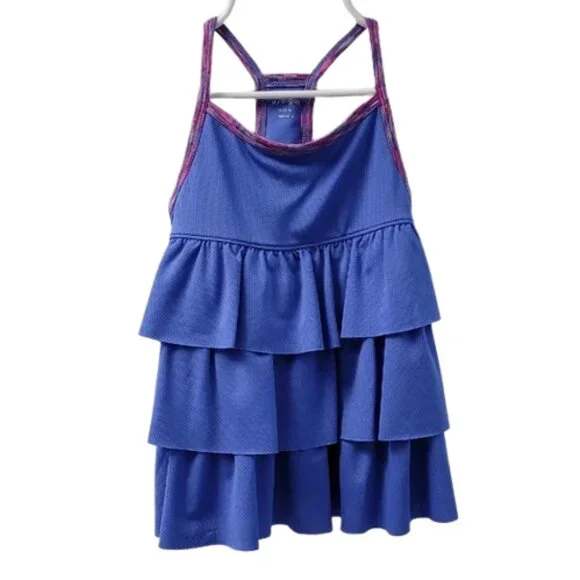 Gymgo Girls Top Blue Sleeveless Tiered Ruffle Racerback Size 5