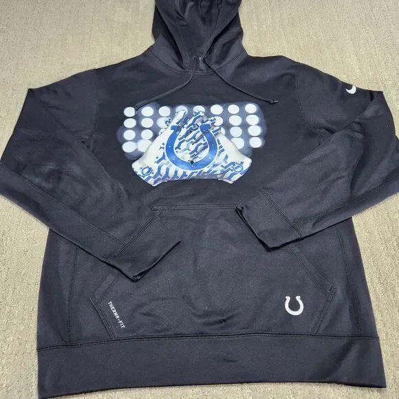 Indianapolis Colts Hoodie Men M‎ Black Nike Therma Fit NFL Football Performance